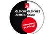 Anstecker "Gleiche Arbeit - Gleiches Geld" mit Aufruf zum Aktionstag am 24. Februar 2011